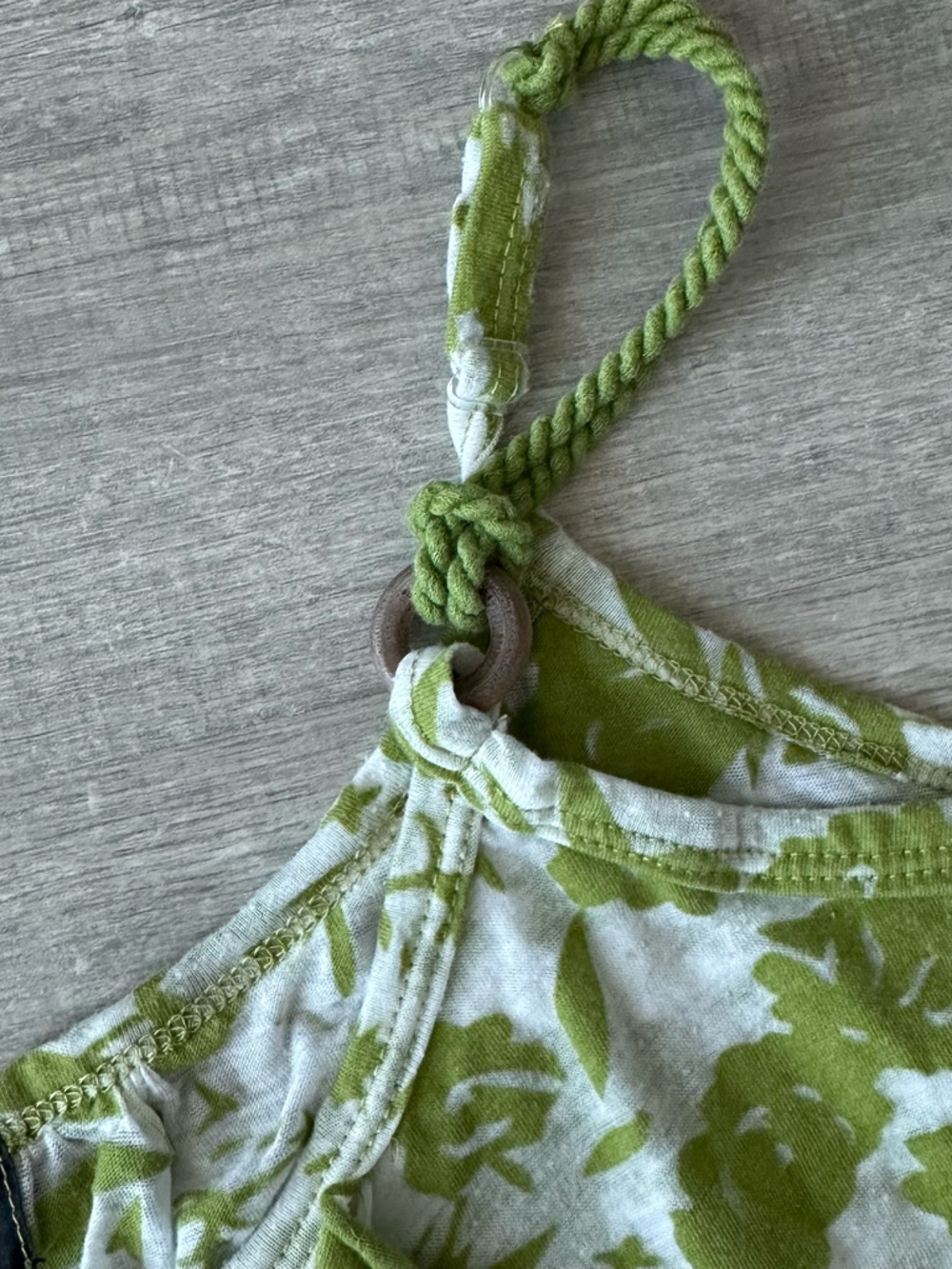 Point Zero Green Floral Tiered Spaghetti Strap Tank Top Vintage - Picture 6 of 7